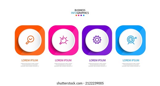 Vector Infographic 4 options or steps and simple design template with icons . Can be used for process diagram, presentations, workflow layout, banner, flow chart, infograph. Eps10 vector