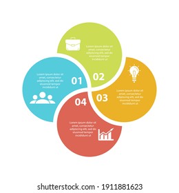 Vector infographic with 4 steps, options or processes. Template for diagram, graph, workflow, web design. Business concept isolated on white background.
