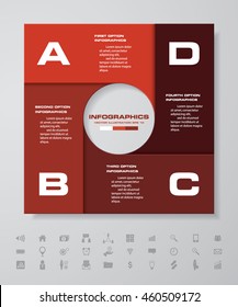 Vector infographic 4 steps round banner template. 