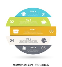 Vector infographic with 5 steps, options or processes. Template for diagram, graph, workflow, web design. Business concept isolated on white background.