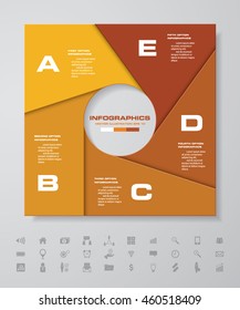 Vector infographic 5 steps round banner template. 