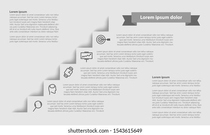 Vector infographic 5 steps template with easy line icons.