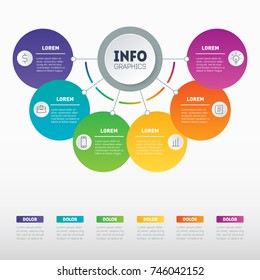Vector infographic with 6 processes. Investor presentation with 6 steps. Best for diagram or business presentation with 6 options. Examples of infographics, how to make your business structured.