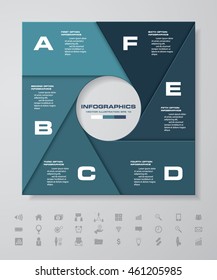 Vector infographic 6 steps round banner template. 