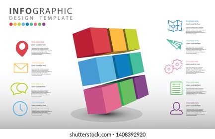 Vector infographic, Abstract 3D business illustration infographics template with 9 options for presentations, annual reports, layouts, advertising, vector illustration