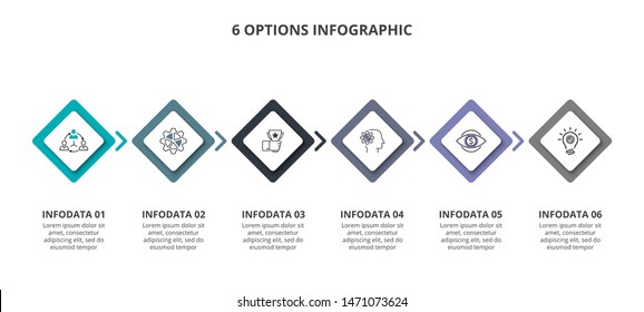 Vector infographic abstract design template with icons. Can be used for process diagram, presentations, workflow layout, banner, flow chart, info graph with 6 options or steps.
