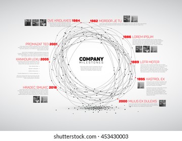 Vector Infographic Abstract Timeline Report Template With The Biggest Milestones, Photos, Years And Description