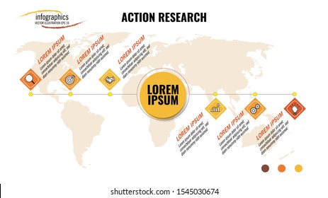 
Vector infographic, action research, with 6 Steps balancing shapes, can used for presentations, brochures, flyers, and content marketing