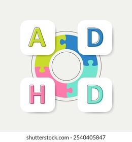 Vector infographic ADHD puzzle pie chart diagram