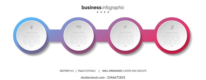 Vector Infographic arrow design with 4 options or steps. Infographics for business concept. Can be used for presentations banner, workflow layout, process diagram, flow chart, info graph