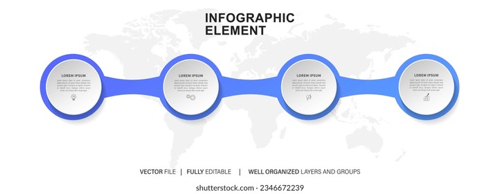 Vector Infografische Pfeildesign mit 4 Optionen oder Schritten. Infografiken für das Geschäftskonzept. Kann für Präsentationen verwendet werden Banner, Workflow-Layout, Prozessdiagramm, Flussdiagramm, Infografik