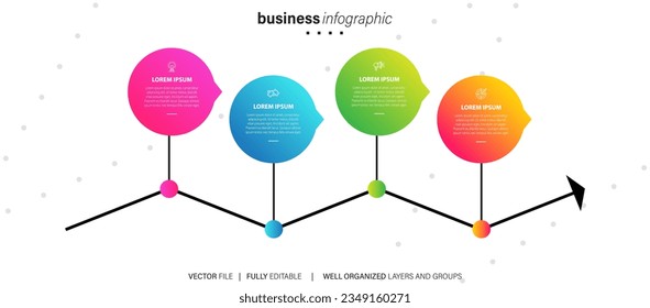 Vector Infographic arrow design with 4 options or steps. Infographics for business concept. Can be used for presentations banner, workflow layout, process diagram, flow chart, info graph
