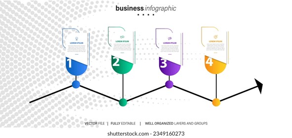 Vector Infographic arrow design with 4 options or steps. Infographics for business concept. Can be used for presentations banner, workflow layout, process diagram, flow chart, info graph
