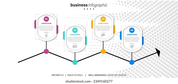 Vector Infographic arrow design with 4 options or steps. Infographics for business concept. Can be used for presentations banner, workflow layout, process diagram, flow chart, info graph
