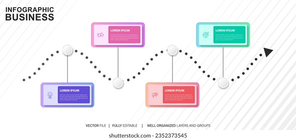 Vector Infographic arrow design with 4 options or steps. Infographics for business concept. Can be used for presentations banner, workflow layout, process diagram, flow chart, info graph
