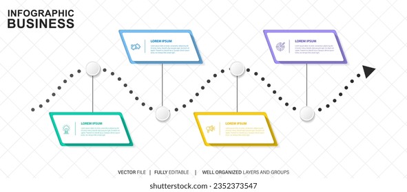 Vector Infographic arrow design with 4 options or steps. Infographics for business concept. Can be used for presentations banner, workflow layout, process diagram, flow chart, info graph
