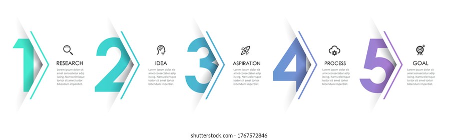 Vector Infographic arrow design with 5 options or steps. Infographics for business concept. Can be used for presentations banner, workflow layout, process diagram, flow chart, info graph - Shutterstock ID 1767572846