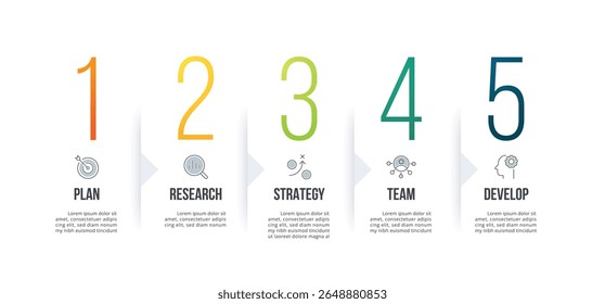 Vector Infographic arrow design with 5 options or steps. Infographics for business concept. Can be used for presentations banner, workflow layout, process diagram, flow chart, info graph