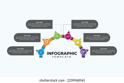 Vector Infographic arrow design with 6 steps or option, process. Infographics for business concept. Can be used for presentations banner, layout, workflow, flow chart, process diagram, info graph	
