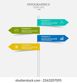 Vector Infographic arrow design with icons and 4 options or steps. Infographics for business concept. Can be used for presentations banner, workflow layout, process diagram