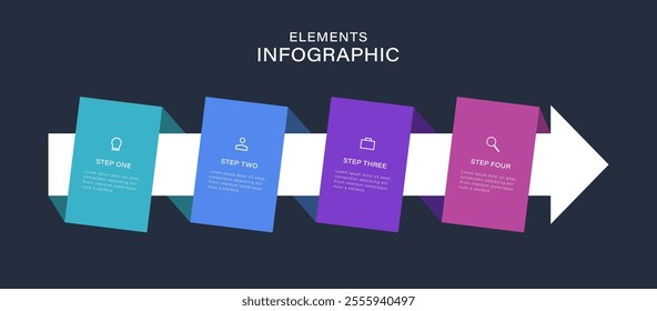 Vector infographic arrow template with 5 steps with linear icons