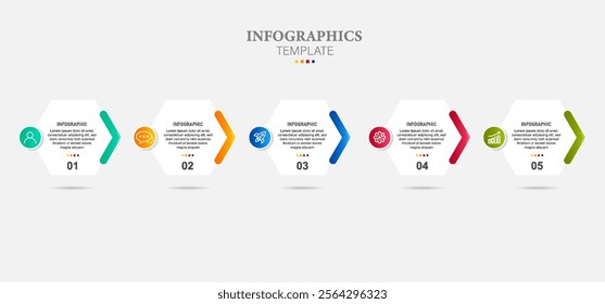 Vector infographic arrow template with 5 steps. Can be used for web design, timeline, diagram, chart, graph, business presentation.