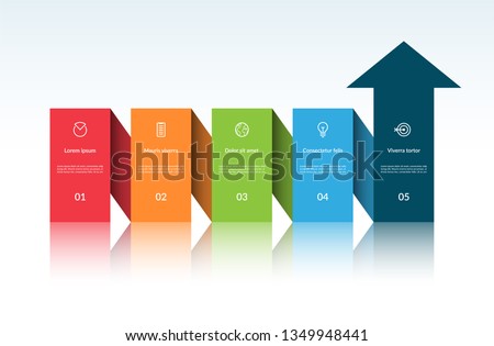 Vector infographic arrow template with 5 steps. Can be used for web design, timeline, diagram, chart, graph, business presentation.