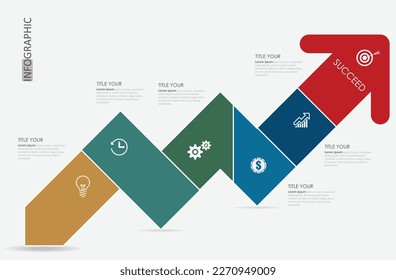 Vector infographic arrow template with 6 steps. Can be used for web design, timeline, diagram, chart, graph, business presentation.	