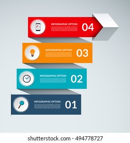 Vector infographic arrow template. Business growth concept banner with 4 options. Can be used for web, diagram, graph, chart, report, step by step infographics