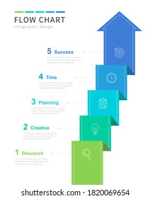 Vector infographic arrow template with five steps, foe business presentation and flow chart