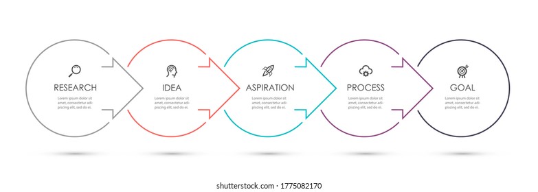 Vector Infographic arrows design with icons and 5 options or steps. Infographics for business concept. Can be used for presentations banner, workflow layout, process diagram, flow chart, info graph