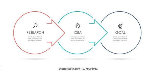 Vector Infographic arrows design with icons and 3 options or steps. Infographics for business concept. Can be used for presentations banner, workflow layout, process diagram, flow chart, info graph