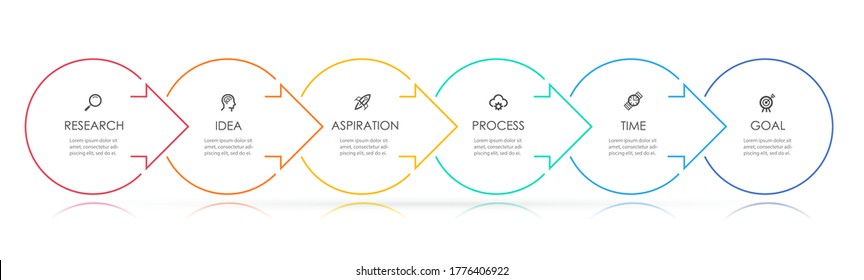 Vector Infographic arrows design with icons and 6 options or steps. Infographics for business concept. Can be used for presentations banner, workflow layout, process diagram, flow chart, info graph