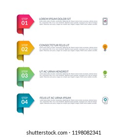 Vector infographic arrows. Set of 4 simple elements for business infographics, presentation, brochure, chart, report, diagram, timeline.