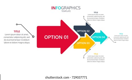Vector infographic arrows. Template for presentation, report, diagram or process with 4 options.vector illustration.