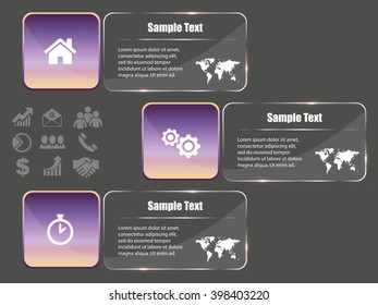 Vector infographic banner with set of icons and place for text eps10