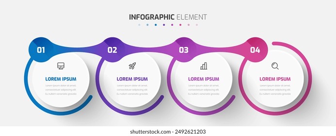 Vector Infographic Business with Abstract Design, Circle Label, Icon and 5 Number for Presentation