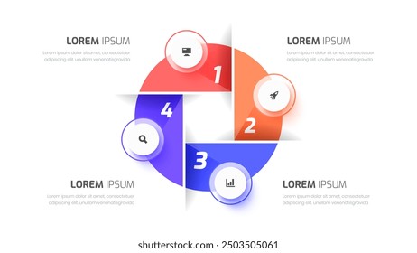 Vector Infographic Business with Abstract Design, Icon and 4 Numbers for Presentation