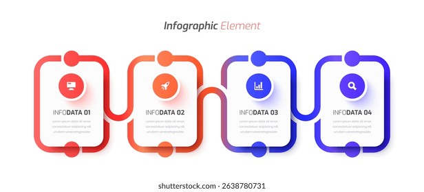 Vector Infographic Business with Abstract Design, Icon and 4 Options for Presentation