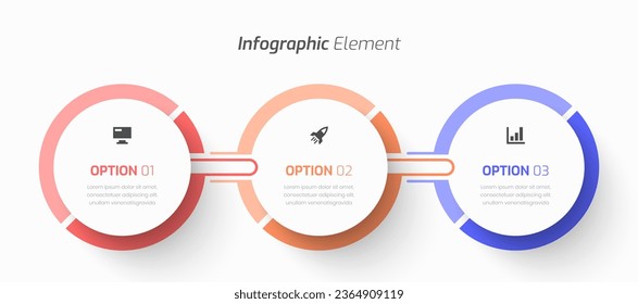 Vector Infographic Business with Circle Label, Line, Icon and 3 Options for Presentation