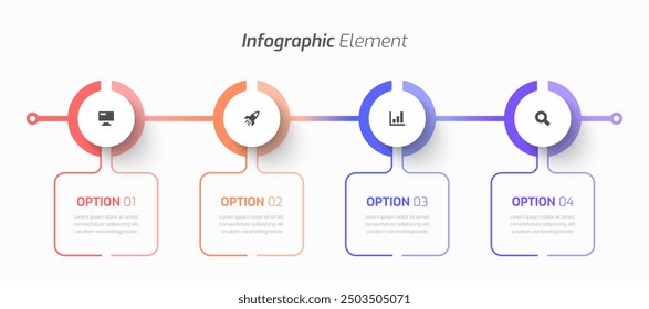 Vector Infographic Business with Circle Label Line Icon and 4 Options for Presentation