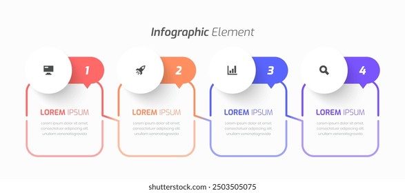 Vector Infografía de negocios con la etiqueta del círculo, línea fina, icono y 4 números para la presentación