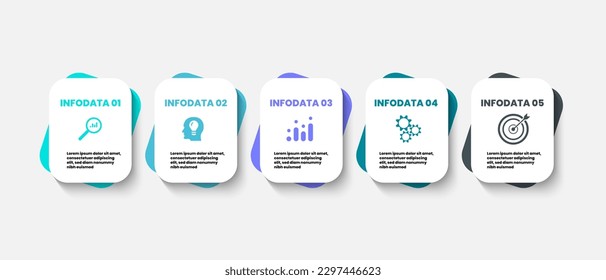 Concepto de negocio de infografía vectorial, gráfico de cinco pasos e icono de negocio