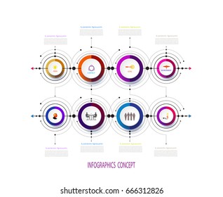 Vector infographic business design template with 3D,integrated circles.Business concept with options.For content,diagram,flowchart,steps,parts,timeline infographics,workflow layout,chart,illustration