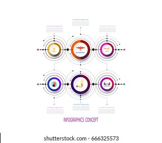 Vector infographic business design template with 3D,integrated circles.Business concept with options.For content,diagram,flowchart,steps,parts,timeline infographics,workflow layout,chart,illustration