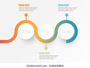 Vector infographic Business element for timeline with 3 steps labels circle ring with gradient color for each step.
