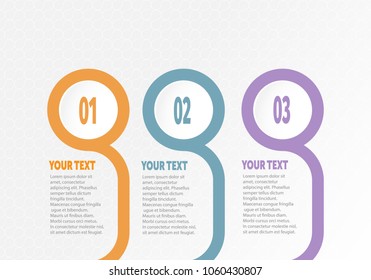 Vector infographic Business element for timeline with 3 steps labels circle ring with gradient color for each step.
