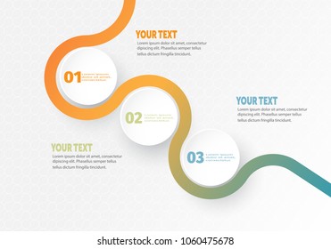 Vector infographic Business element for timeline with 3 steps labels circle ring with gradient color for each step.
