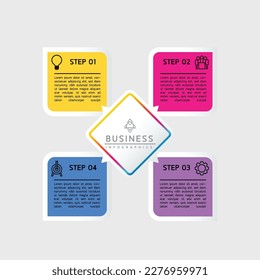 Plantilla de presentación de negocios de infografía vectorial conectada con 4 opciones