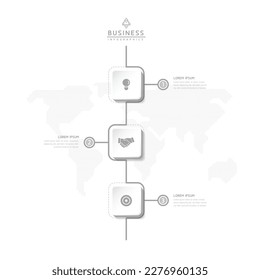 Plantilla de presentación de negocios de infografía vectorial conectada con 3 opciones